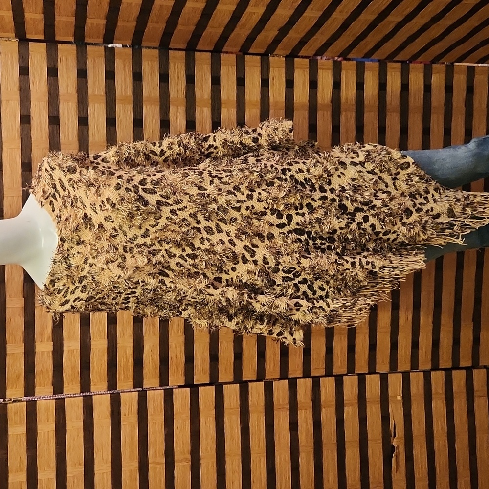 Furry leopard poncho
